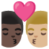 kiss, man, man, dark skin tone, medium-light skin tone